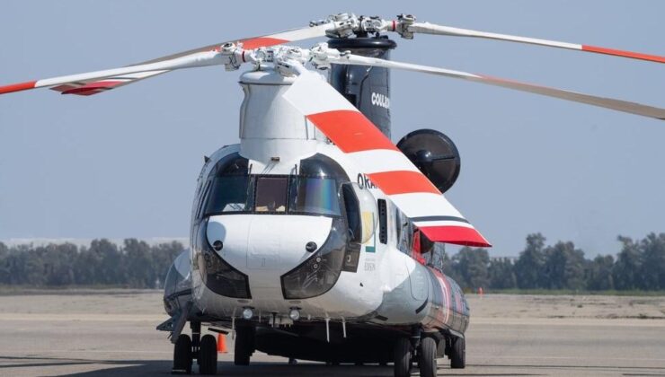 10 ton kapasiteli dev Chinook 35 saat sonra Marmaris’e sevk edildi