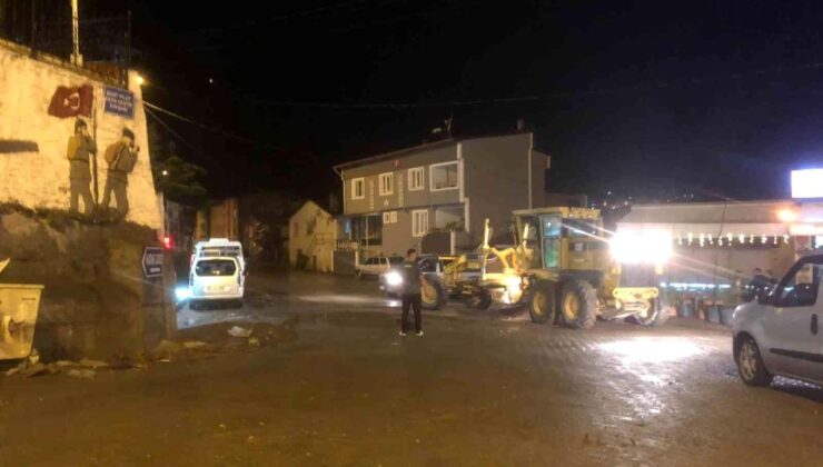 Artvin’de etkili olan sağanak yağış köy yolunu ulaşıma kapattı