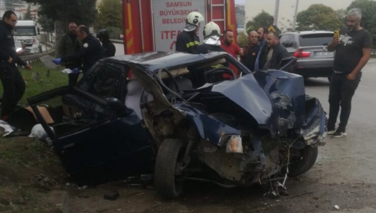 Samsun’da ağaca çarpan otomobilin sürücüsü öldü