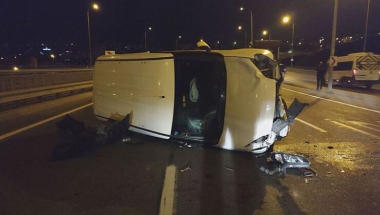 Yol çalışmasını fark etmedi, bariyerlere çarparak takla attı